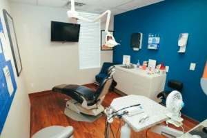blue dental chair